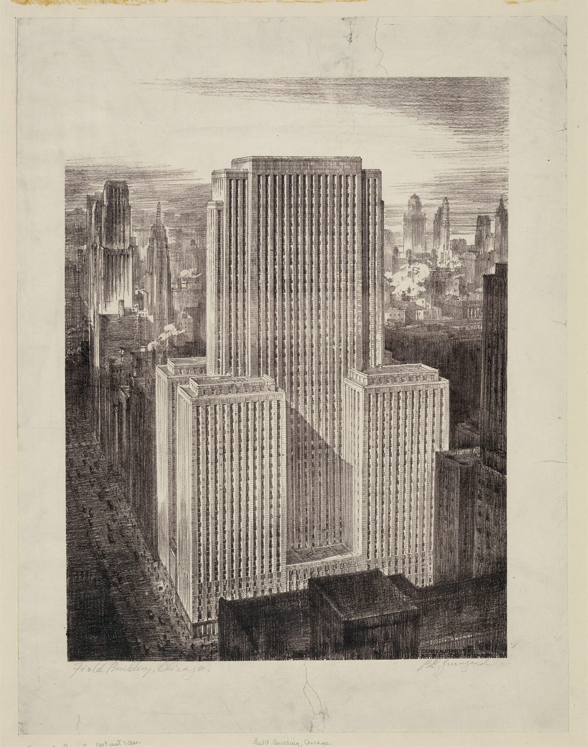 Architectural rendering of the Field Building, Chicago, 1934